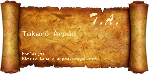 Takaró Árpád névjegykártya